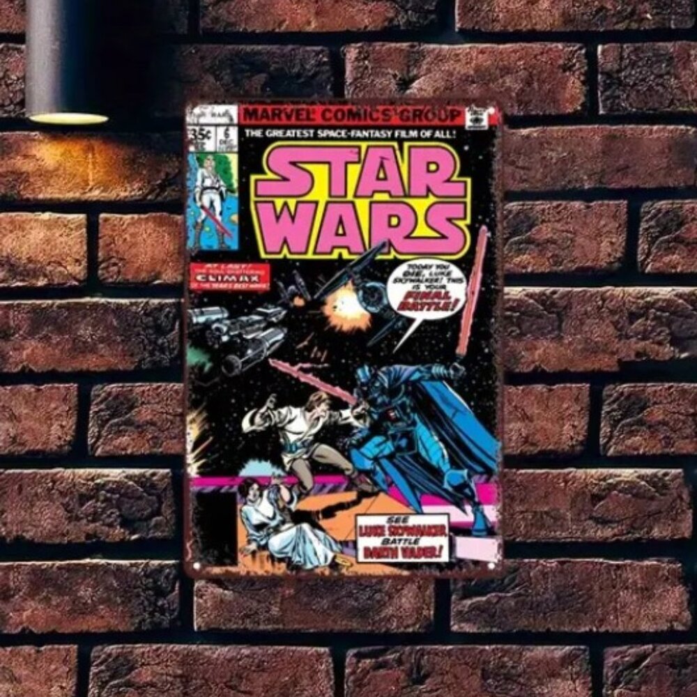 Star Wars Marvel Comics Vintage Metal Sign Luke Skywalker Vs Darth Vader Poster - Picture 2 of 7